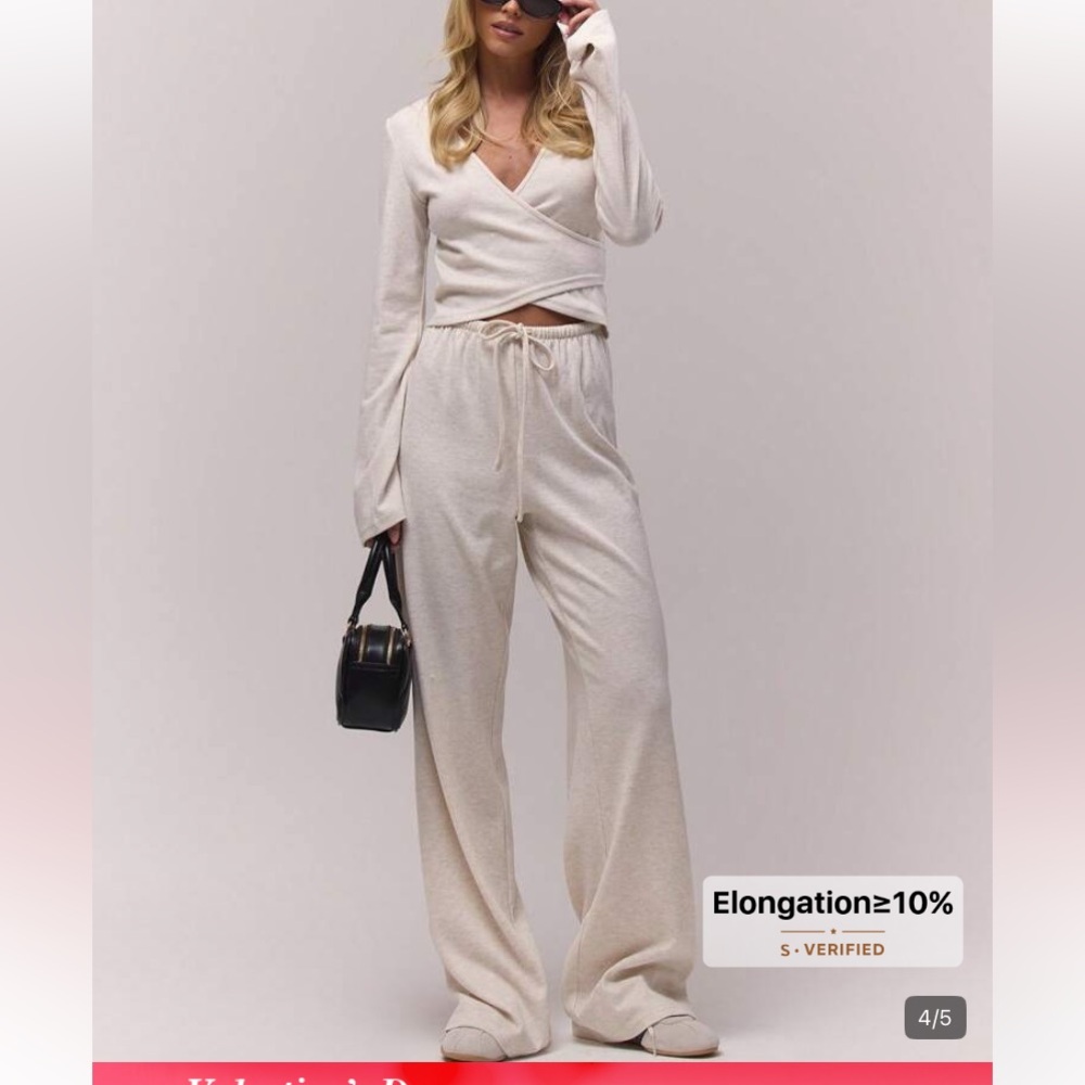 Cream Wrap Top and Jogger Set